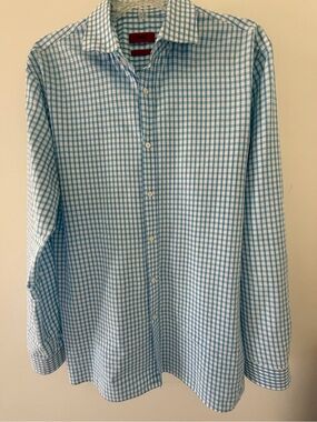 Hugo Boss Light Blue & White Windowpane Dress Shirt